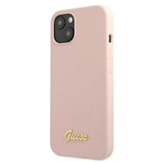 Guess Silicone Script GUHMP13MLSLMGLP MagSafe iPhone 13 szilikon hátlap tok - rózsaszín
