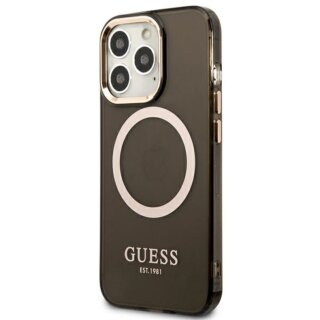 Guess Gold Outline GUHMP13XHTCMK MagSafe iPhone 13 Pro Max kemény hátlap tok - fekete