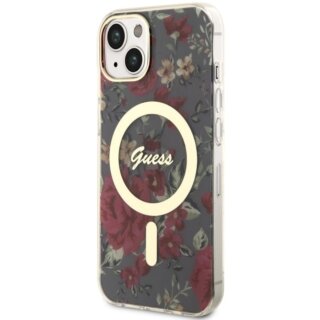Guess GUHMP14MHCFWSA MagSafe iPhone 14 Plus kemény hátlap tok - piros/virágos