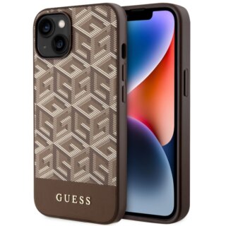 Guess GUHMP14MHGCFSEW MagSafe iPhone 14 Plus kemény hátlap tok - barna
