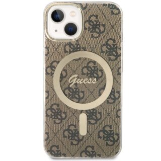 Guess GUHMP14SH4STW MagSafe iPhone 14 kemény hátlap tok - barna
