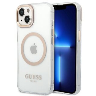Guess Metal Outline GUHMP14SHTRMD MagSafe iPhone 14 kemény hátlap tok - arany