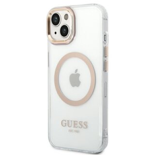Guess Metal Outline GUHMP14SHTRMD MagSafe iPhone 14 kemény hátlap tok - arany