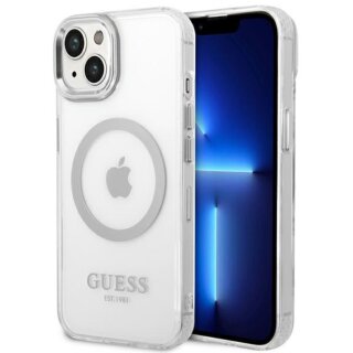 Guess Metal Outline GUHMP14SHTRMS MagSafe iPhone 14 kemény hátlap tok - ezüst