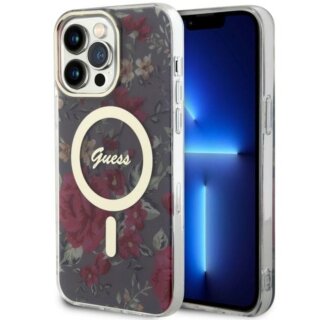 Guess GUHMP14XHCFWSA MagSafe iPhone 14 Pro Max kemény hátlap tok - piros/virágos