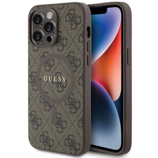 Guess GUHMP15LG4GFRW MagSafe iPhone 15 Pro bőr hátlap tok - barna