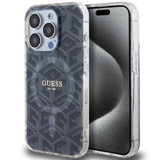 Guess GUHMP15LHGCUSTGK MagSafe iPhone 15 Pro kemény hátlap tok - fekete