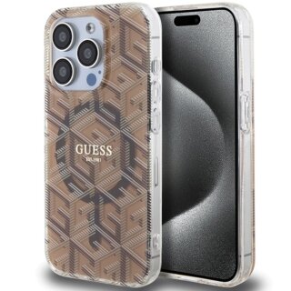 Guess GUHMP15LHGCUSTGW MagSafe iPhone 15 Pro kemény hátlap tok - barna