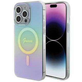 Guess GUHMP15LHITSQ MagSafe iPhone 15 Pro kemény hátlap tok - irrizáló/türkiz