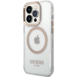 Guess GUHMP15LHTRMD MagSafe iPhone 15 Pro kemény hátlap tok - arany/átlátszó