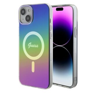 Guess GUHMP15MHITSK MagSafe iPhone 14 Plus / 15 Plus kemény hátlap tok - irrizáló/szivárványos