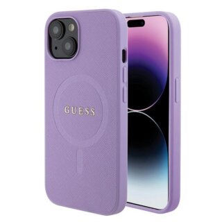 Guess GUHMP15MPSAHMCU MagSafe iPhone 15 Plus / 14 Plus bőr hátlap tok - lila