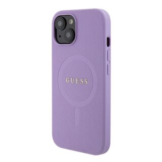 Guess GUHMP15MPSAHMCU MagSafe iPhone 15 Plus / 14 Plus bőr hátlap tok - lila