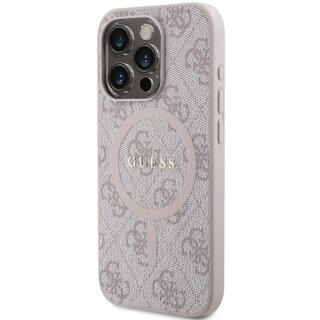 Guess GUHMP15XG4GFRP MagSafe iPhone 15 Pro Max bőr hátlap tok - rózsaszín
