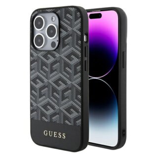 Guess GUHMP15XHGCFSEK MagSafe iPhone 15 Pro Max bőr hátlap tok - fekete