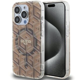 Guess GUHMP15XHGCUSTGW MagSafe iPhone 15 Pro Max kemény hátlap tok - barna