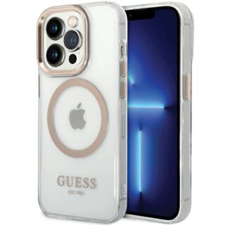 Guess GUHMP15XHTRMD MagSafe iPhone 15 Pro Max kemény hátlap tok - arany/átlátszó