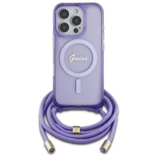 Guess GUHMP16LHCTSGNSU MagSafe iPhone 16 Pro kemény hátlap tok + nyakpánt - lila