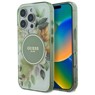 Guess GUHMP16LHFWBDCEN MagSafe iPhone 16 Pro kemény hátlap tok - virágos/zöld