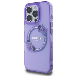 Guess GUHMP16LHFWFCU MagSafe iPhone 16 Pro kemény hátlap tok - lila/virágos