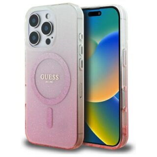 Guess GUHMP16LHGRCELP MagSafe iPhone 16 Pro kemény hátlap tok - rózsaszín/csillámos