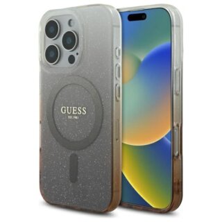 Guess GUHMP16LHGRCELW MagSafe iPhone 16 Pro kemény hátlap tok - barna/csillámos