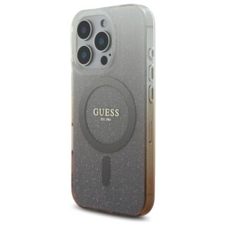 Guess GUHMP16LHGRCELW MagSafe iPhone 16 Pro kemény hátlap tok - barna/csillámos