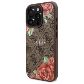 Guess GUHMP16LP4ROPEMCW MagSafe iPhone 16 Pro kemény hátlap tok - barna/virágos