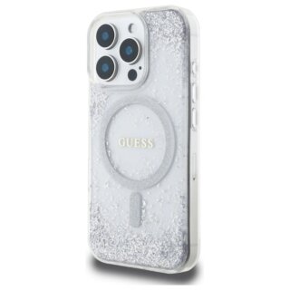 Guess GUHMP16LRGRGES MagSafe iPhone 16 Pro kemény hátlap tok - ezüst/csillámos