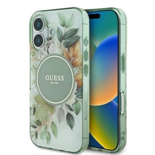 Guess GUHMP16MHFWBDCEN MagSafe iPhone 16 Plus kemény hátlap tok - virágos/zöld