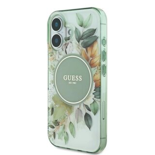 Guess GUHMP16MHFWBDCEN MagSafe iPhone 16 Plus kemény hátlap tok - virágos/zöld