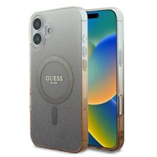 Guess GUHMP16MHGRCELW MagSafe iPhone 16 Plus kemény hátlap tok - barna/csillámos