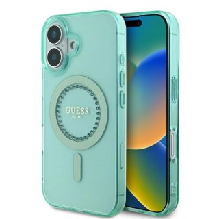Guess GUHMP16MPFTDTEN MagSafe iPhone 16 Plus kemény hátlap tok - zöld