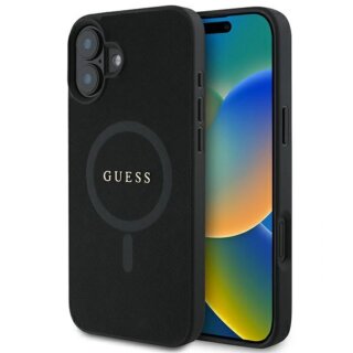 Guess GUHMP16MPSAHMCK MagSafe iPhone 16 Plus bőr hátlap tok - fekete