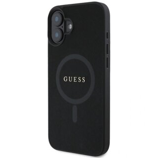 Guess GUHMP16MPSAHMCK MagSafe iPhone 16 Plus bőr hátlap tok - fekete