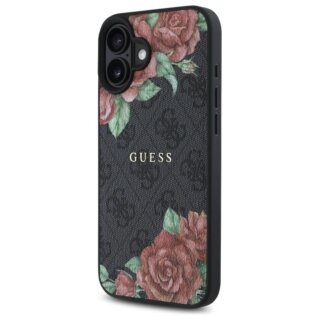 Guess GUHMP16SP4ROPEMCK MagSafe iPhone 16 kemény hátlap tok - fekete/virágos