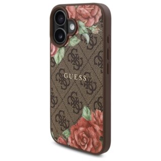 Guess GUHMP16SP4ROPEMCW MagSafe iPhone 16 kemény hátlap tok - barna/virágos