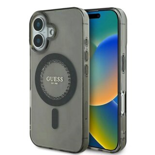 Guess GUHMP16SPFTDTEK MagSafe iPhone 16 kemény hátlap tok - fekete