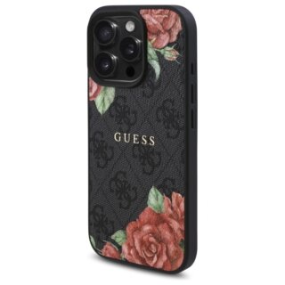 Guess GUHMP16XP4ROPEMCK MagSafe iPhone 16 Pro Max kemény hátlap tok - fekete/virágos