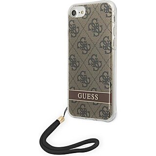 Guess 4G Print Strap GUOHCI8H4STP iPhone SE (2022/2020) / 8 / 7 kemény hátlap tok + csuklópánt - barna