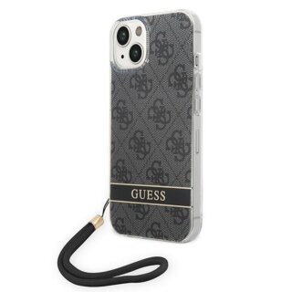 Guess 4G Print Strap GUOHCP14MH4STK iPhone 14 Plus kemény hátlap tok + csuklópánt - fekete