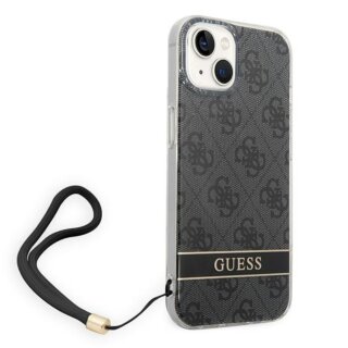 Guess 4G Print Strap GUOHCP14MH4STK iPhone 14 Plus kemény hátlap tok + csuklópánt - fekete