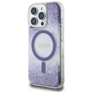 Guess HC Resin Bottom Glitter MagSafe iPhone 16 Pro Max kemény hátlap tok - lila