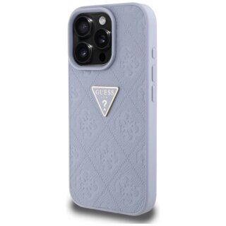 Guess Hot Stamp 4G Pattern Triangle Metal Logo iPhone 16 Pro Max bőr hátlap tok - lila