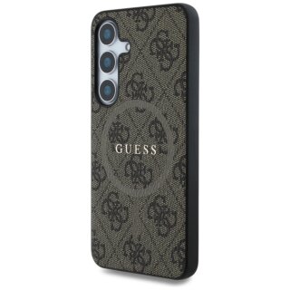 Guess Leather 4G Colored Ring Classic Logo MagSafe Samsung Galaxy S25 bőr hátlap tok - barna