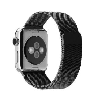iKi Apple Watch 46mm / 45mm / 44mm / Ultra 49mm milánói fém szíj - fekete