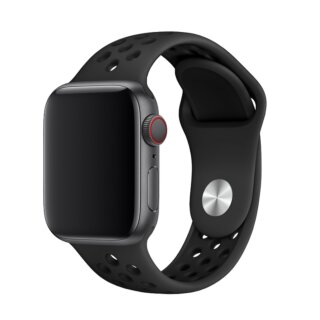 iKi Apple Watch 42mm / 41mm / 40mm lélegző Sport szilikon szíj - fekete/fekete