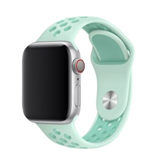 iKi Apple Watch 42mm / 41mm / 40mm lélegző Sport szilikon szíj - menta/türzik