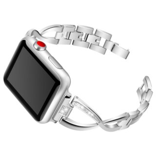 iKi Apple Watch 42mm / 41mm / 40mm Slim Diamond fém szíj - ezüst