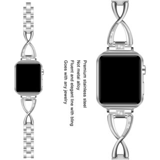 iKi Apple Watch 42mm / 41mm / 40mm Slim Diamond fém szíj - ezüst
